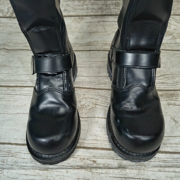 HARLEY DAVIDSON BOOTS- Vtg Biker Motorcycle Womens 6.5 Chunky 90s Black Leather - Picture 3 of 11